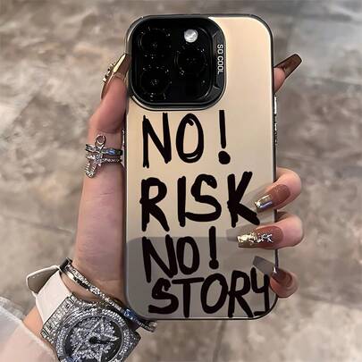 Compatible With IPhone 15 Pro Max Slogan New Colorful Silver High-End Protective Phone Case For IPhone 17 Air/16/11/13 Pro/15 Pro/15/13 Pro Max, Shockproof Material For IPhone 14/13/12, Full Coverage For IPhone 12 Pro Max