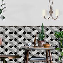 DIY Friendly Peeling Tiles, Easy To Cut Black Grey Arabic Style Wall Stickers, Self-Adhesive Detachable Splash Proof Stickers For Apartment Decoration, Bars, And Cafes - Black and Gray - View 5
