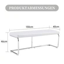 Leather Bench With -Plated Frame – 130cm Modern Bench For Dining Room, Hallway & Living Area - White - View 2
