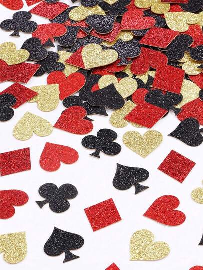 100pcs/Pack Playing Card Theme Sequin Confetti, Suitable For Birthday, Wedding, Las Vegas Poker Theme Party Decoration, Holiday Party Supplies