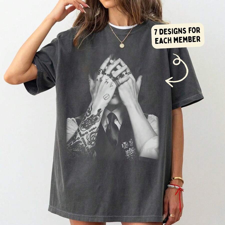 Jung Kook Vintage Shirt Retro Jungk Ook Music Gifts Retro Jun Gkook Kp Op Fan Gifts - 黑色 - 查看 1
