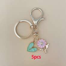 Bộ 10/5/2 móc khóa hoa cúc hồng dễ thương, phụ kiện túi hình trái tim màu xanh lá cây, mặt dây chuyền móc khóa cho nữ/bé gái, phụ kiện chìa khóa xe hơi, quà tặng. - A - Xem 7