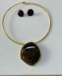 Gold-Plated Choker Set For Mother's Day - Be Beautiful Like A Jewel. - 棕色的 - 查看 1