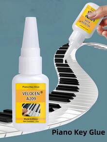 钢琴维修胶水，用于粘合琴键，包括黑键、白键，速干型胶水，高粘度，耐高低温，维修配件，小零件更换，老化脱落琴键修复，拆卸，适用于钢琴、金属、塑料、树脂、亚克力、橡胶、茶杯、瓷砖等材质。 - 21克 - 查看 9