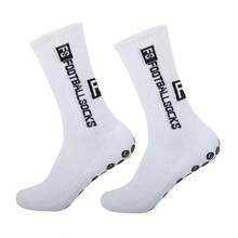 1/3/6 Pairs Men's Football Socks, Thickened Terry Cushion Low/Mid/High Cut, Non-Slip, Durable Sports Socks - Black and White - View 16