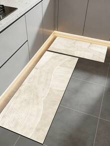 1pc Of Apricot-Colored Striped Pattern Rubber Cushioned Kitchen Mat, A Water-Absorbing Mat That Is Easy To Clean And Suitable For Use In Kitchens, Bathrooms, And Other Areas. It Is Suitable For Use Throughout The Year And For Various Holidays. - Multicolor - View 5