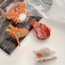 2pcs Cute Ocean Animal-Shaped Acetate Mini Hair Clips, In The Shapes Of Dolphins, Whales, Starfish, Octopuses, Seahorses, Crabs, Shells, Etc., Brightly Colored Fashion Accessories, Suitable For All Seasons, Stylish And Versatile - Ngẫu nhiên 2 cái - Xem 5