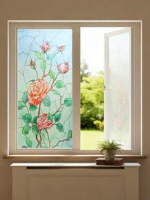 1 miếng phim dán cửa sổ tĩnh điện hình hoa hồng màu hồng nhuộm nước, kích thước 44.5 x 100 cm (17.5" x 39.4"), bảo vệ sự riêng tư, không cần keo dán, bao gồm dụng cụ lắp đặt miễn phí, miếng dán cửa sổ cản sáng có thể tháo rời và tái sử dụng, thích hợp trang trí phòng ngủ, phòng tắm, phòng khách, nhà bếp, văn phòng. - C - Xem 14