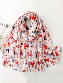 1 chiếc Abaya nữ kèm khăn choàng in hình chó mèo, phong cách đường phố đa năng, thích hợp đi biển và đi nghỉ mát. - Nhiều màu - Xem 9