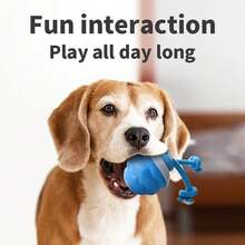 Automatic Self Rolling Interactive Dog Toy Ball With Chew Rope, Electric Bouncing Smart Pet Ball To Relieve Puppy Boredom Indoor Outdoor Play Gift - Blue - View 2