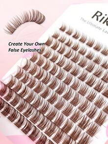 Rikuaild 110pcs Mocha Mousse Lashes, Dense Brown Cluster Natural Long Lashes, Ultra-Light Volume Enhancing Natural Look False Eyelashes - D - View 3