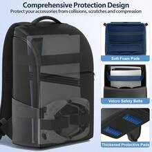 YIYI / Slim/ Pro Host Backpack, Full Zipper Opening Portable Travel Bag, Large Capacity Storage Bag Can Fit Dual Handles, PS Portal, Laptop, Game Cartridges, Comes With 3 Cable Storage Pouches - Multi-Color - View 4
