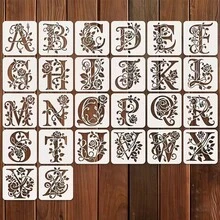 36pcs Floral Letter Stencils, 4.0in Reusable Rose Letter Painting Stencils For Wall Stickers, Decals, Pillows, T-Shirts, Engraving, Etching, Plates, Glasses, Napkins, Coasters, Wallets, Clothes, Cards, Scrapbooks, Fabric Transfers, Tote Bags, Notebooks - A - View 7