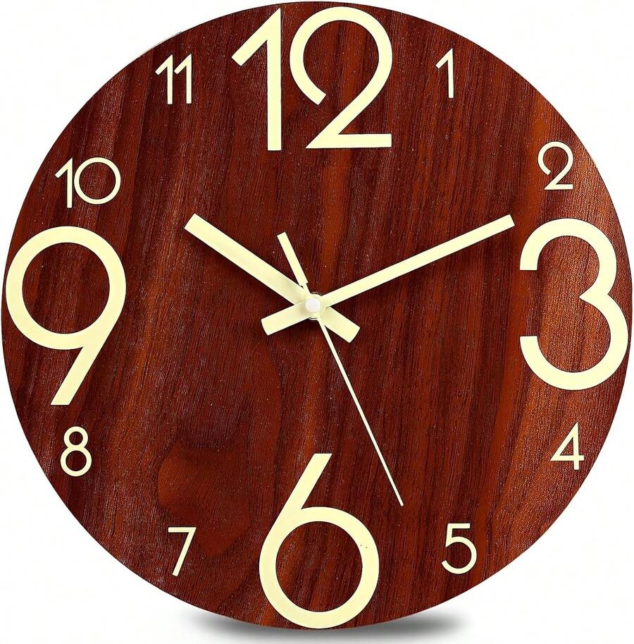 Reloj de Pared Luminoso de 12 Pulgadass, Reloj Pared Digital Silencioso, Números y Manecillas Funciones Luminosas, Adecuado para Sala Estar, Cocina (Grandes) - 1 - Ver 1