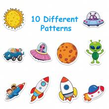500pcs Spaceship Alien Sticker Cartoon Funny Decal For Phone Case Scrapbook Guitar Skateboard Laptop Bicycle Helmet Decal Sticker DIY Gift Student Reward (Not Easy To Fall Off) - 1 Set - View 2