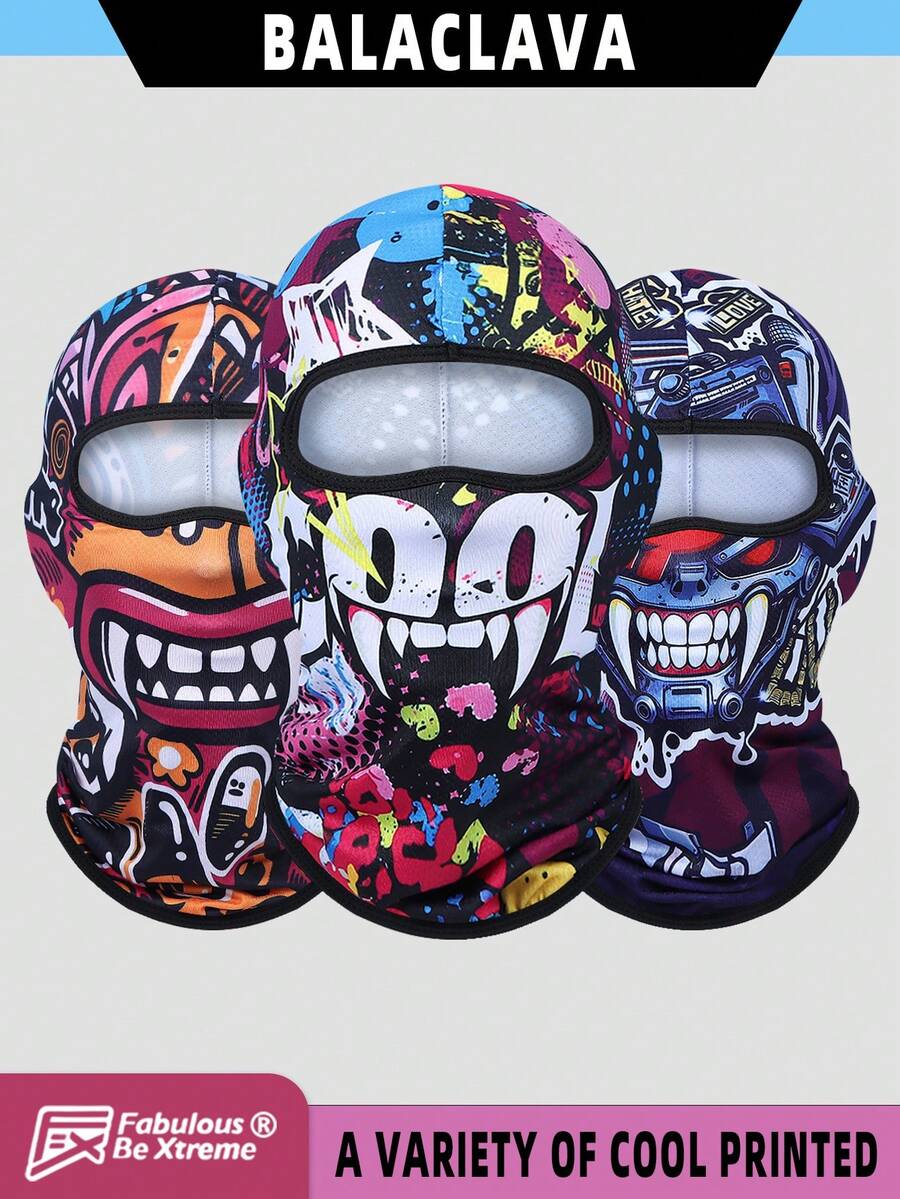 Fabulous Be Xtreme 1 chiếc mũ trùm đầu kiểu dáng graffiti đường phố dành cho xe đạp, thoáng khí, nhanh khô, co giãn, chống nắng, chống gió và bụi, lót mũ bảo hiểm. - Nhiều màu - Xem 1