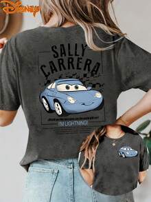Disney License T Shirts,Disney PIXAR1 Cars Sally Carrera Graphic T-Shirt, Women's Oversized "I'm Lightning!" Quote Print Short Sleeve Tee, Casual Loose Fit Top For Cars Fans, Daily Wear, Disney PIXAR1 Trips & Racing Themed Outfits ,Camiseta, Summer Outfits For Women, Summer Clothes, Summer Tops, Tops For Women, Festival Outfits, Summer Tops For Women, Mother's Day, Mother's Day Clothing, Gifts For Family And Friends, Spring Outfits For Women, Officially Licensed Disney T-Shirts, Disney Men's And Women's Spring/Summer Fashion Casual Short-Sleeve T-Shirts - Grey - View 1