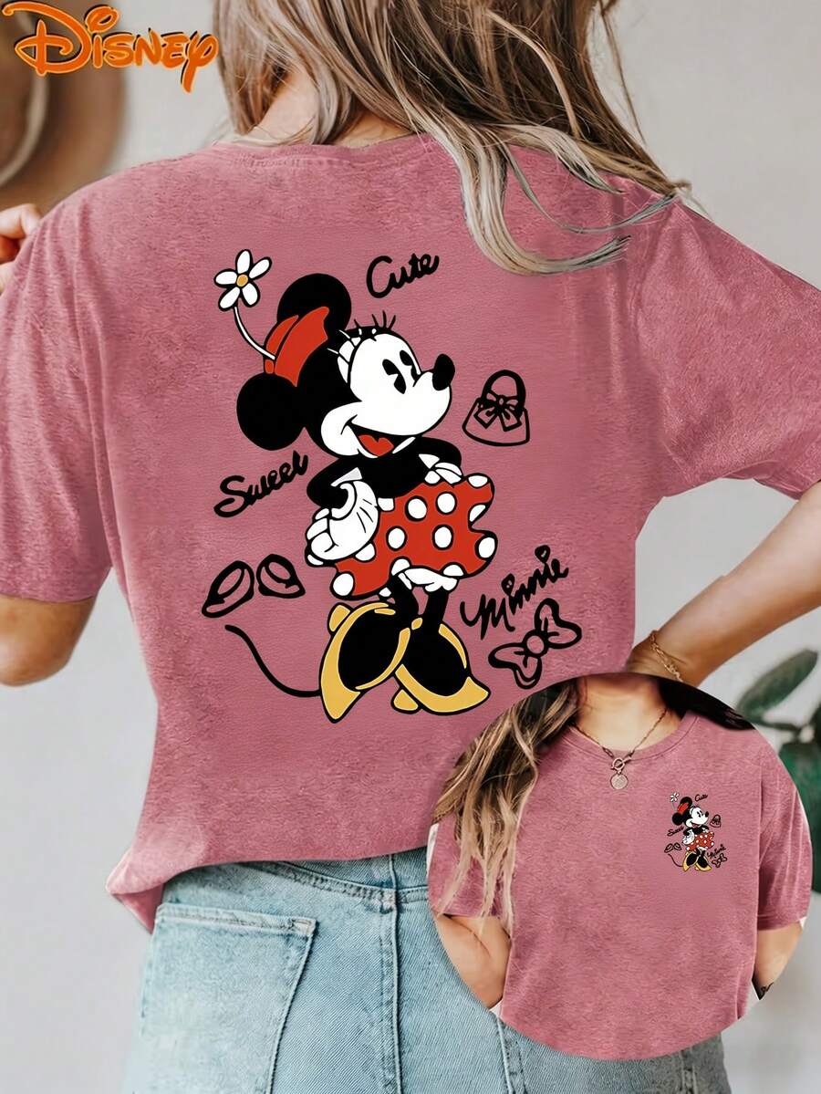 Disney License T Shirts,Disney Sweet Cute Minnie Mouse Women's Graphic T-Shirt, Retro Polka Dot Bow Handbag Shoe Print Cartoon Crew Neck Casual Loose Fit Short Sleeve Tee, Vintage Summer Tops For Theme Park Vacation Daily Wear ,Camiseta, Summer Outfits For Women, Summer Clothes, Summer Tops, Tops For Women, Festival Outfits, Summer Tops For Women, Mother's Day, Mother's Day Clothing, Gifts For Family And Friends, Spring Outfits For Women, Officially Licensed Disney T-Shirts, Disney Men's And Women's Spring/Summer Fashion Casual Short-Sleeve T-Shirts - Màu Hồng Tươi - Xem 1