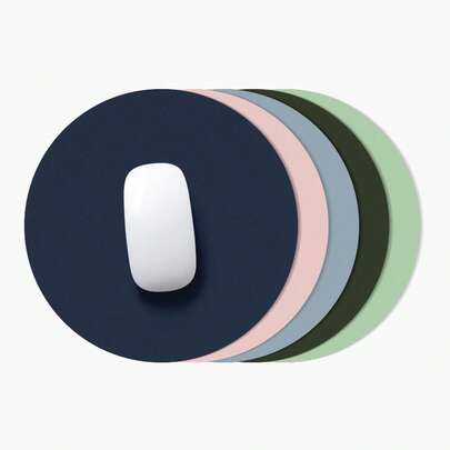 1 pièce Tapis de souris rond en PU avec surface antidérapante et résistante à l'eau, parfait pour le jeu et le bureau