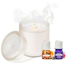 Lifelines - Difusor de aceites esenciales de aromaterapia sin llama con 2 mezclas de aceites esenciales ClickWick Difusor inalámbrico y sin agua para el hogar velas eléctricas perfumadas con llama - Crema esmerilada - Ver 8