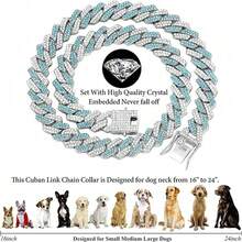 2 piezas Collar para mascotas con diamantes incrustados, cadena cubana de aleación de zinc resistente, con brillantes diamante de imitación que elevan el estilo general, ajustable en tamaño, adecuado para gatos y perros, diseño único y llamativo - Multicolor - Ver 7