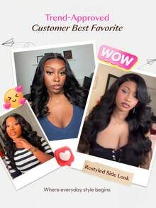 UNice 100% Human Hair Wear Go Bye-Bye Slip™ Butterfly Cut Bye Bye Knots 7x5 Lace Body Wave Curls Wig With Feathered Butterfly Layers Invisi Drawstring Pre Cut Pre Bleached Glueless Wig Effortless Fit All Head Sizes Transparent Lace Can Be Dyed - SNatural - View 8