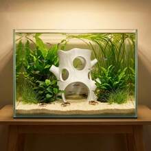 Decoración de cueva hueca impresa en 3D en PLA para acuario, casa de escondite para peces y camarones, adecuada para entornos de agua dulce y salada, diseño perforado único que proporciona un espacio cómodo para esconderse, descansar y criar para peces betta, peces pequeños y camarones, ayuda a reducir el estrés de los peces y crea un paisaje acuático natural y vívido - Acuario feliz - Ver 7