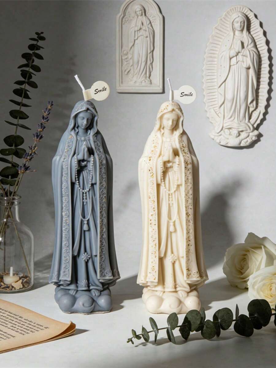 Molde de silicona escultural de oración de la Virgen María de Fátima, Nuestra Señora, Madre de Guadalupe, artesanía de decoración de estatua de la Virgen María, santo, para hacer velas y yeso