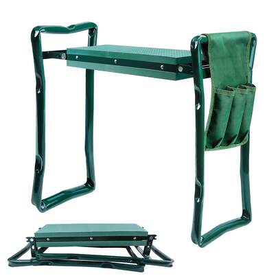AutoFu Garden Kneeler 2-In-1 Folding Gardening Padded Seat And Kneeling Stool With Tool Bag, 2-In-1 EVA Soft Foam Kneeling Pad, Gardening Kneelings Bench Chair, Load Capacity (Up To 150kg)