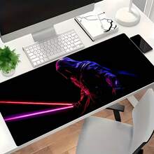 The Product Image Features A Large, Dark-Toned Gaming Mousepad Depicting A Figure In Black Robes Wielding Dual Lightsabers, Standing Amidst The Interplay Of Light And Shadow. This Extra-Long Mousepad Is The Perfect Gift For Gamers, Serving As A Stylish Desktop Decoration. It Features A Non-Slip, Washable Rubber Base And Is A Large-Sized Gaming Accessory Suitable For Gaming, Computer Use, Office Desktops, And Workspace Decoration. - 查看 2