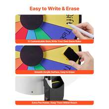 24 In Spinning Prize Wheel, 12 Slots Spinning Wheel With Stand, Adjustable Height Win Fortune Roulette With A Dry Erase And 2 Markers, 6 Colors, Easy Assembly, For Party Pub Trade Show Carnival - 24 Inches, 12 Slots - View 5