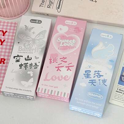 12PCS/8PCS/4PCS/1PCS [Mura Muraku] Peach Weather Pink Heart Gel Pens 4-Piece Set 0.5mm Black Ink Cute Sweet Love Stationery For Students Office Valentine's Day Gift