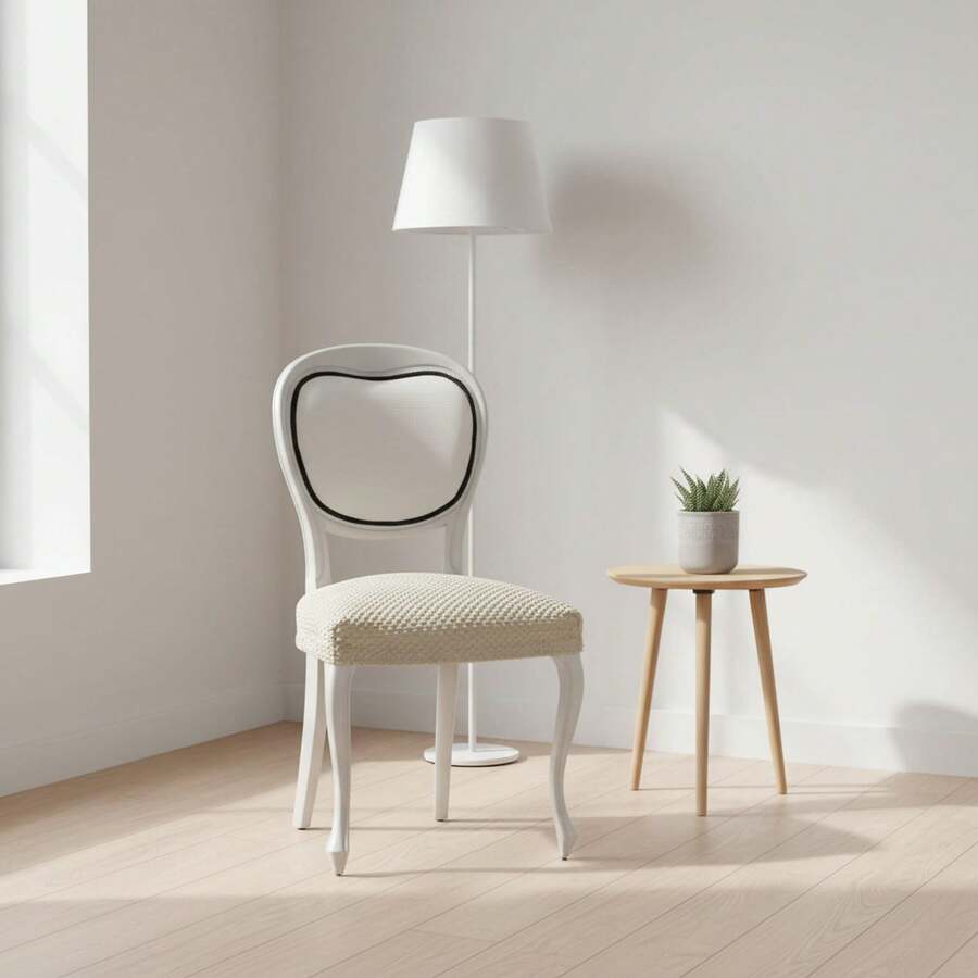 Kiva 2 Universal And Versatile Chair Covers, Various Colors Available – Easy-To-Fit Protective Chair Cover For Backrest, Seat And Arms - 奶油白 - 查看 1