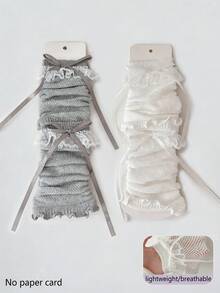 1/2/4 đôi tất giữ ấm chân nữ viền ren, tất giữ ấm bắp chân bằng lưới thoáng khí, kiểu dáng Lolita dễ thương phong cách Y2K, thích hợp cho mùa xuân và mùa hè. - Nhiều màu - Xem 19