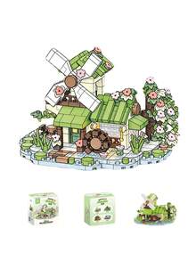 479 piezas Juego de bloques de construcción mini de 14+ piezas, Molino de viento rural y casa de flores DIY, Decoración de escritorio estética para el hogar, Juguete creativo para aliviar el estrés, Regalo de cumpleaños - Multicolor - Ver 7