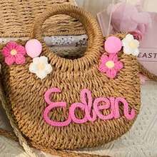 1pc Personalized Spring/Summer Fashion Straw Woven Bag, Handheld/Shoulder/Crossbody, Floral, Perfect For Party/Wedding/Bridesmaid Outfit, Gift For Her - Multicolor - View 42