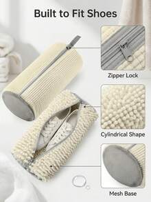 2 túi giặt tái sử dụng với hệ thống làm sạch bằng sợi microfiber | Thiết kế lồng giặt có khóa kéo, phù hợp cho giày thể thao, giày tennis và máy giặt/máy sấy - Tương thích với máy giặt và máy sấy cửa trước/cửa trên, chất liệu không dệt. - túi lau giày - Xem 7