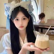 Blue Cat-Ear Headpiece For Sweet Lolita Cosplay At Comic Convention, Female Maid Hairpin With Plush Cat-Like Ear Accessory. - 2 - Xem 8