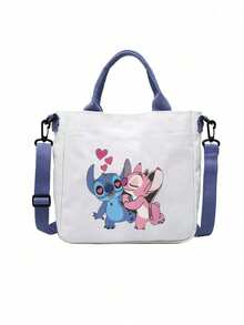 Túi vải Stitch, Túi đeo vai cho học sinh, Túi đeo chéo, Túi xách có quai đeo rời, Túi du lịch thường ngày, Túi đựng đồ du lịch, Túi đựng mỹ phẩm, Túi đựng mỹ phẩm dung tích lớn - Nhiều màu - Xem 7