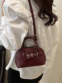 Vintage Shell Handbag, Lovely Women's Perfect Shoulder Bag - Burgundy - View 2