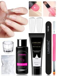 LIMEGIRL Soft Polyester Nail Gel Kit - 15ml Base Gel + 30ml Slip Solution + Nail Forms And Tools, Quick Extension UV/LED Gel Manicure Art Beginner Set, Suitable For DIY Home Salon - Multicolor - View 8