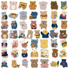 100 piezas Estilos Ins Lindos dibujos animados pequeños osos marrones para casco, bicicleta, cuenta de mano, estuche de lápices, calcomanías, pegatinas, suministros de scrapbooking - 100 piezas - Ver 3