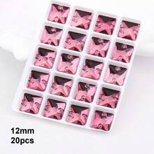 12mm, 20pcs/Pack, Square Shape, Flat Bottom Double Hole Exquisite Glass Rhinestones, For Sewing Wedding Dress, Handbag, Shoes Decoration Jewelry Making Accessories - 12mm 20pcs - View 19