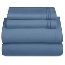 DECOR 4 Pc Solid Color Plain Bed Sheets - Brushed Microfiber Sheet Set With Pillowcases, Deep Pocket Bedding Set Ultimate Comfort - Lightweight And Breathable Cooling Sheet Set Everyday Use - Graduation Gifts, Home Decor, Back-To-School, Cozy Bedroom Essentials, Everyday Comfort, Ideas, Luxury Bedding, Valentine's Day Bedroom, Spring Bedding Refresh, Guest Room Essentials, Dorm Room Bedding, Premium Bed Linens, Easy Care Sheets, Fabric, Year-Round Comfort, Master Bedroom Update, Matching Bedding Set, Hotel Quality Linens, Simple Style, Daily Living, Family Home TXQC - 藍色 - 查看 9