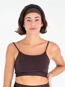 High-Support Polyamide Fitness Top With Double Lining. - Rust Brown - View 2