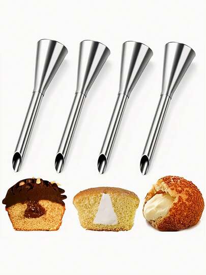 Buse incurvée en acier inoxydable pour éclairs, buse de poche à crème longue en acier inoxydable professionnelle, convient pour les petites pâtisseries, la décoration de cuisson, l'outil à crème lisse, la buse fine, la buse anti-rouille, matériel, fournitures de cuisine, indispensable pour la rentrée scolaire