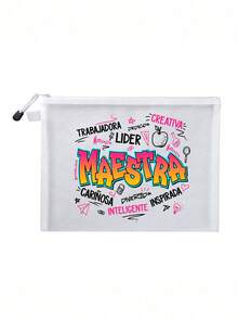 Mesh Breathable Zipper Makeup Bag, Stylish Teacher's Day Pattern, Suitable For Daily Holiday Makeup Storage, Teacher's Day Gifts, Mother's Day Gifts - Multicolor - View 16