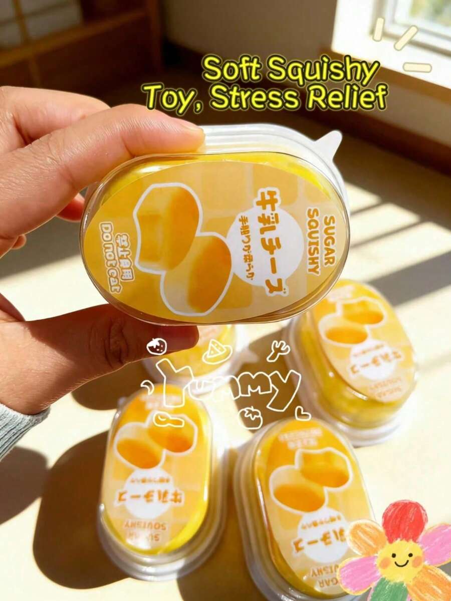 1个逼真迷你牛奶蛋糕慢回弹玩具,高品质慢回弹减压玩具 - 彩色 - 查看 1
