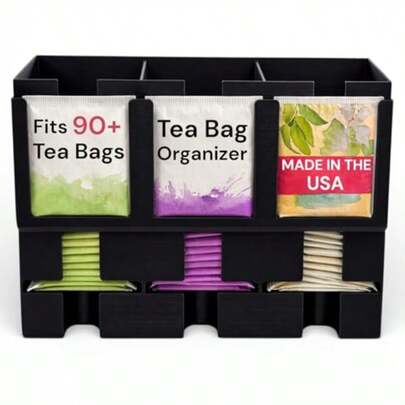 Coffee And Tea Storage CabinetTea Bag Organizer 3D PRINTED -3 Compartment Tea Bag Holder Dispenser Holds 90+ Tea Bags Tea Storage Organizer For Countertop Cabinet Coffee Bar Or Kitchen 3D PRINTED IN THE USA