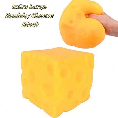 Squeeze Cheese - Extra Large Soft Squeezable Cheese Blocks | Gurgle Gift, Adult Fun Cheese | Giant Stress Relief Ball | Adult Sensory Stress Relief Cheese - Sunshine Entertainment